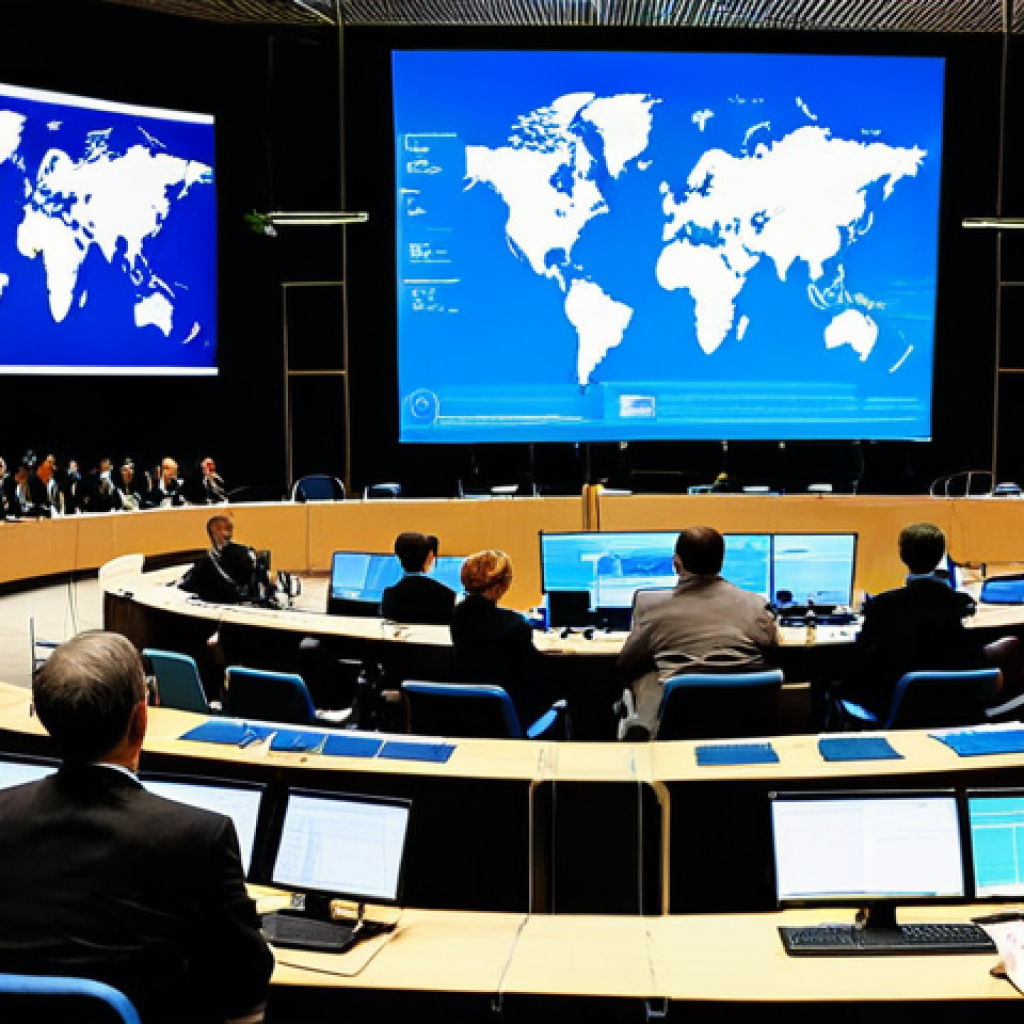 International Climate Conference**

"Delegates from various nations, fully clothed in professional business attire, discussing carbon budget policies at a UN climate conference. Large screens display charts and graphs illustrating global emissions targets. A diverse group of people actively engaged in discussion. Modern conference center, bright lighting, safe for work, appropriate content, perfect anatomy, natural proportions, professional, family-friendly."

**