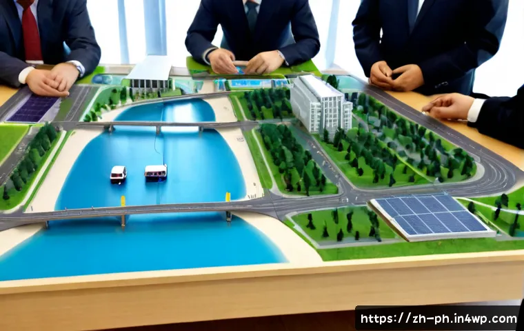 탄소예산을 활용한 기후 정책의 혁신적 사례 - Photorealistic city climate policy workshop, diverse urban planners and public officials gathered ar...